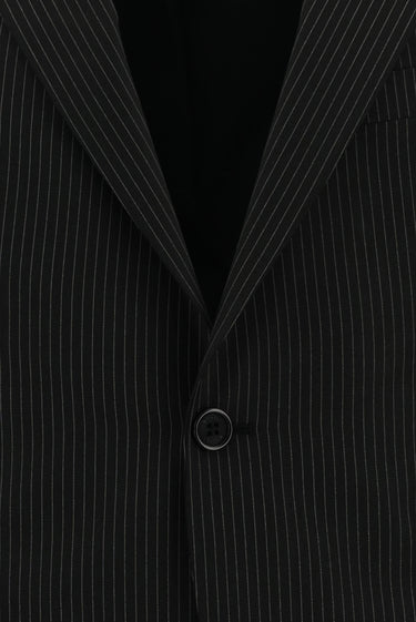 Siyah Super Slim Fit Ekstra Dar Kesim Klasik Çizgili Takım Elbise