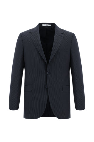  Koyu Lacivert 6 Drop Regular Fit Standart Kesim Çizgili Takım Elbise