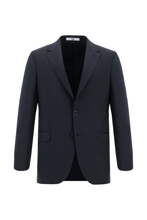 Koyu Lacivert 6 Drop Regular Fit Standart Kesim Çizgili Takım Elbise