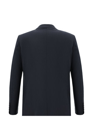  Koyu Lacivert 6 Drop Regular Fit Standart Kesim Çizgili Takım Elbise