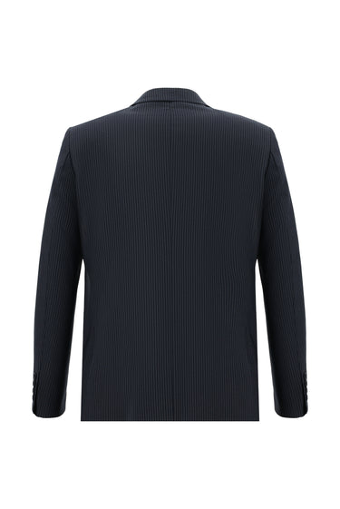 Koyu Lacivert Super Slim Fit Ekstra Dar Kesim Klasik Çizgili Takım Elbise