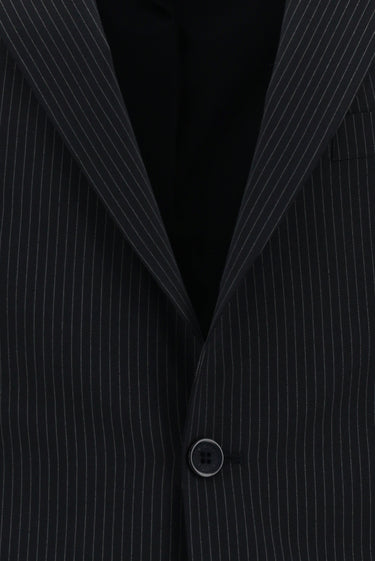 Koyu Lacivert Super Slim Fit Ekstra Dar Kesim Klasik Çizgili Takım Elbise