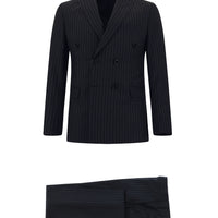 Dark Navy 7 Drop Super Slim Fit Extra Narrow Cut Striped Double-Breasted Suit