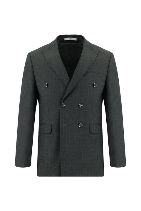 Dark Gray 7 Drop Slim Fit Striped Double-Breasted Suit