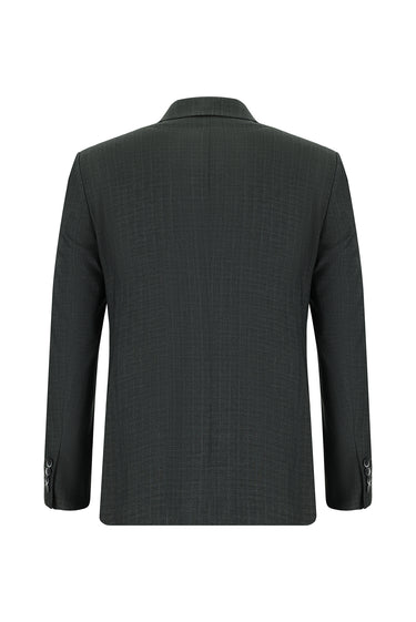  Koyu Füme Slim Fit Dar Kesim Çizgili Kruvaze Takım Elbise