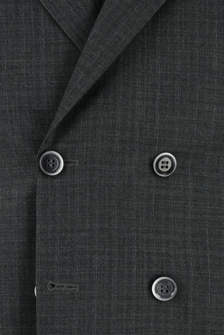  Koyu Füme Slim Fit Dar Kesim Çizgili Kruvaze Takım Elbise