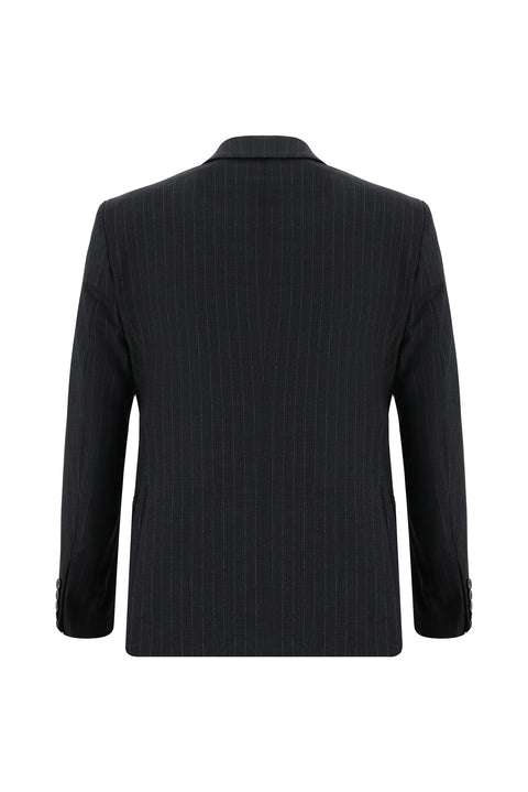 Dark Navy 7 Drop Super Slim Fit Extra Narrow Cut Striped Double-Breasted Suit