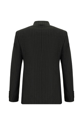  Koyu Antrasit 7 Drop Super Slim Fit Eksra Dar Kesim Çizgili Kruvaze Takım Elbise
