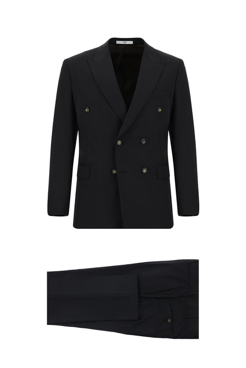 Acı Kahve 7 Drop Slim Fit Dar Kesim Çizgili Kruvaze Takım Elbise