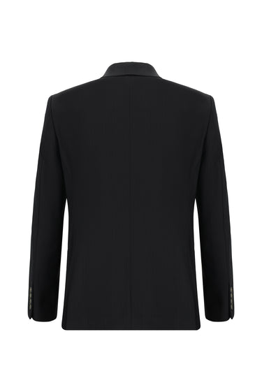 Acı Kahve Slim Fit Dar Kesim Çizgili Kruvaze Takım Elbise