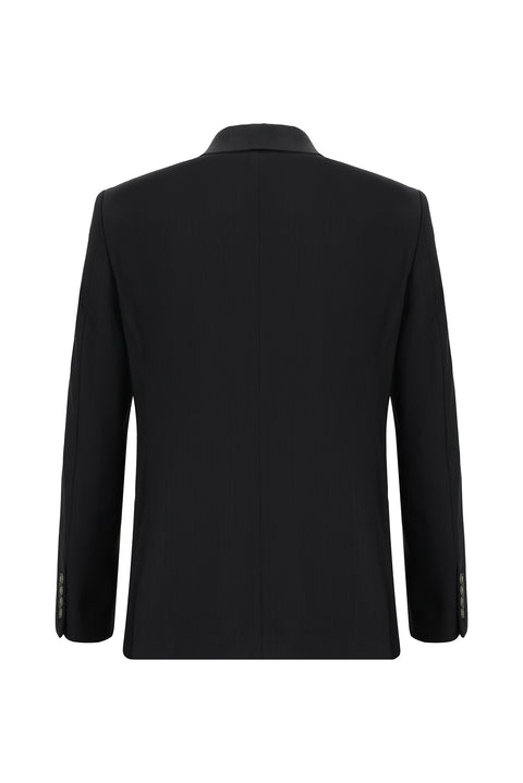 Acı Kahve 7 Drop Slim Fit Dar Kesim Çizgili Kruvaze Takım Elbise