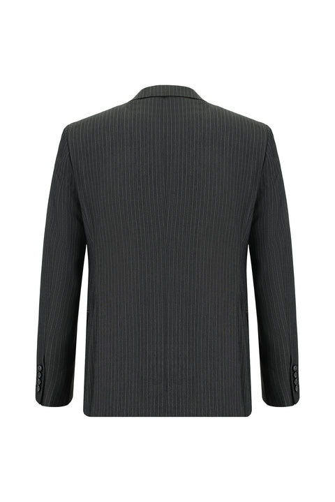 Koyu Antrasit 6 Drop Regular Fit Standart Kesim Çizgili Kruvaze Takım Elbise