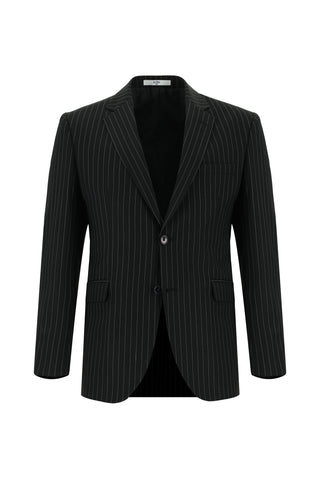  Siyah 7 Drop Slim Fit Dar Kesim Çizgili Tak?m Elbise-Ki??l?