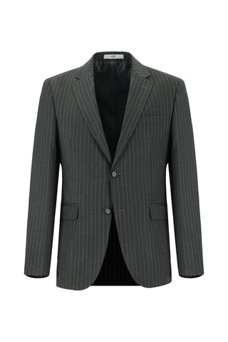  Koyu Füme Slim Fit Dar Kesim Klasik Çizgili Takım Elbise