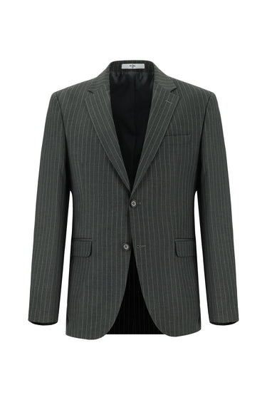  Koyu Füme Slim Fit Dar Kesim Klasik Çizgili Takım Elbise