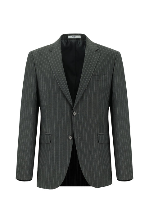 Koyu Füme 7 Drop Slim Fit Dar Kesim Çizgili Takım Elbise