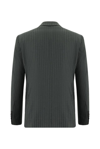  Koyu Füme Slim Fit Dar Kesim Klasik Çizgili Takım Elbise