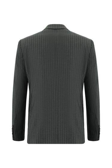  Koyu Füme Slim Fit Dar Kesim Klasik Çizgili Takım Elbise