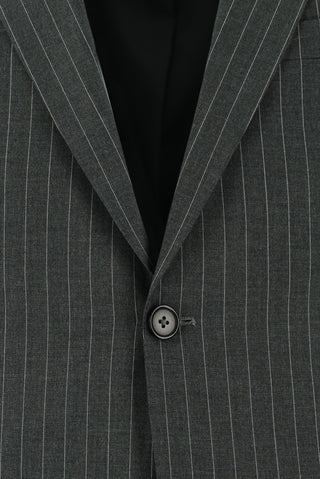  Koyu Füme Slim Fit Dar Kesim Klasik Çizgili Takım Elbise