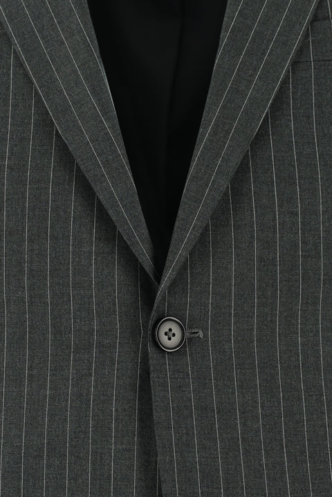 Koyu Füme 7 Drop Slim Fit Dar Kesim Çizgili Takım Elbise