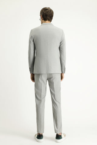  Orta Gri Super Slim Fit Ekstra Dar Kesim Kruvaze Çizgili Takım Elbise