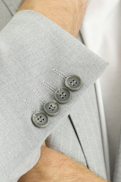 Orta Gri 7 Drop Super Slim Fit Eksra Dar Kesim Kruvaze Çizgili Takım Elbise