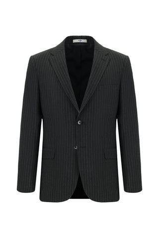  Koyu Antrasit Regular Fit Klasik Çizgili Takım Elbise