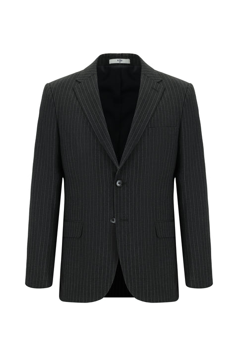 Koyu Antrasit 6 Drop Regular Fit Standart Kesim Çizgili Takım Elbise
