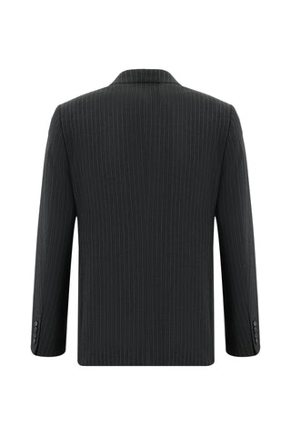  Koyu Antrasit Regular Fit Klasik Çizgili Takım Elbise