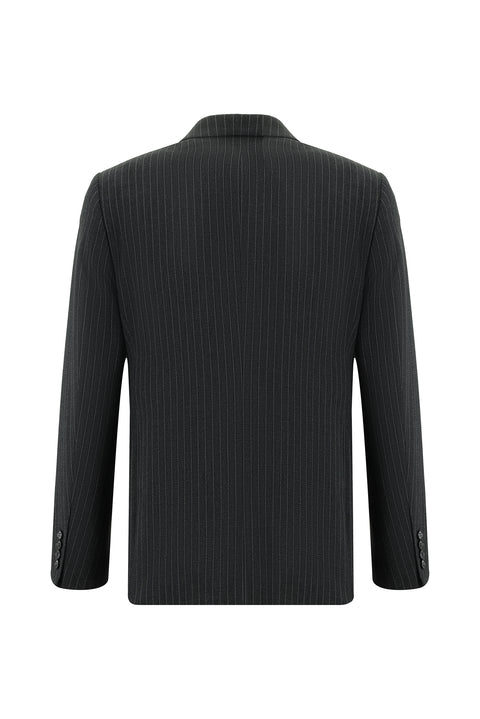 Koyu Antrasit 6 Drop Regular Fit Standart Kesim Çizgili Takım Elbise