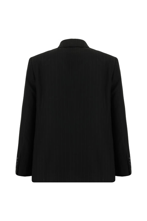 Siyah 6 Drop Regular Fit Standart Kesim Çizgili Takım Elbise