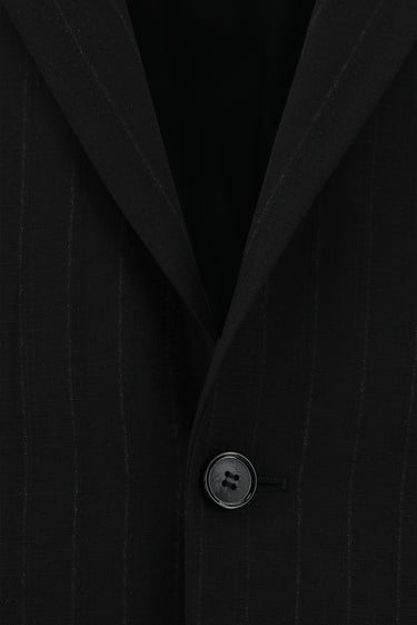  Siyah Relaxed Fit Rahat Kesim Klasik Çizgili Takım Elbise