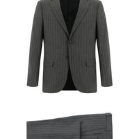 Orta Füme Regular Fit Klasik Çizgili Takım Elbise