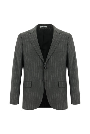 Orta Füme 4 Drop Relaxed Fit Rahat Kesim Klasik Çizgili Takım Elbise