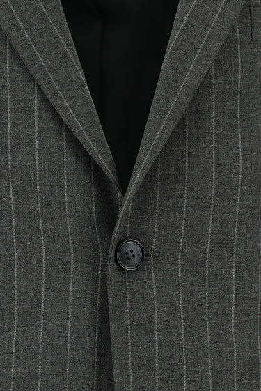 Orta Füme 4 Drop Relaxed Fit Rahat Kesim Klasik Çizgili Takım Elbise