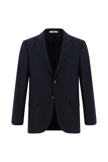  Koyu Lacivert Regular Fit Klasik Çizgili Takım Elbise