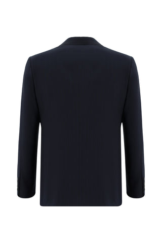  Koyu Lacivert Regular Fit Klasik Çizgili Takım Elbise