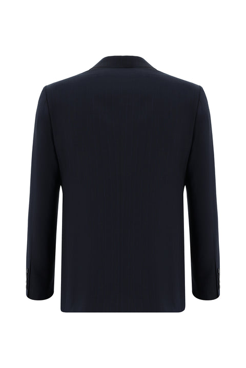 Koyu Lacivert 6 Drop Regular Fit Standart Kesim Çizgili Takım Elbise