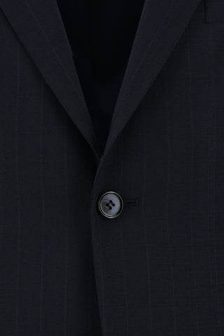  Koyu Lacivert Regular Fit Klasik Çizgili Takım Elbise