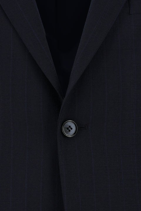 Koyu Lacivert 6 Drop Regular Fit Standart Kesim Çizgili Takım Elbise