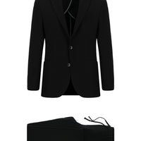 Siyah 7 Drop Slim Fit Dar Kesim Çizgili Beli Lastikli İpli Takım Elbise