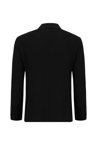  Siyah 7 Drop Slim Fit Dar Kesim Çizgili Beli Lastikli İpli Takım Elbise