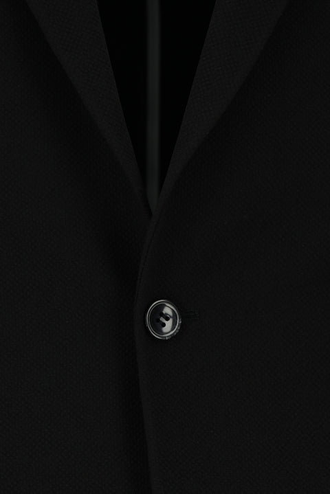 Siyah 7 Drop Slim Fit Dar Kesim Çizgili Beli Lastikli İpli Takım Elbise