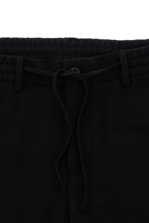 Siyah 7 Drop Slim Fit Dar Kesim Çizgili Beli Lastikli İpli Takım Elbise