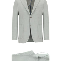 Light Grey 6 Drop Regular Fit Standard Cut Striped Elastic Waist Drawstring Suit