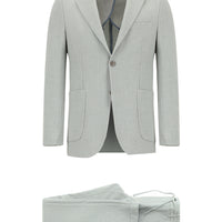 Açık Gri 6 Drop Regular Fit Standart Kesim Çizgili Beli Lastikli İpli Takım Elbise