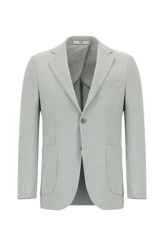  Açık Gri Slim Fit Dar Kesim Çizgili Beli Lastikli İpli Takım Elbise