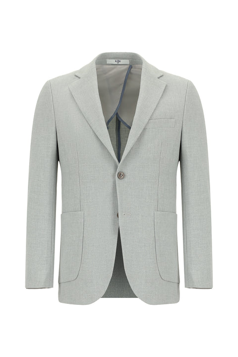 Açık Gri 6 Drop Regular Fit Standart Kesim Çizgili Beli Lastikli İpli Takım Elbise