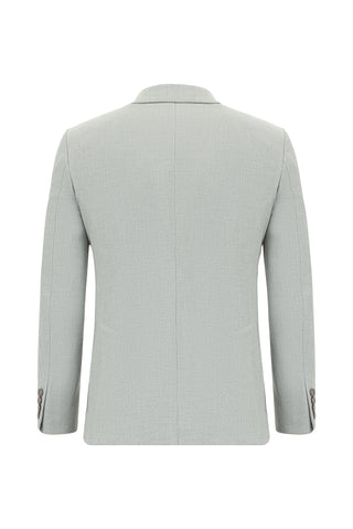  Açık Gri Slim Fit Dar Kesim Çizgili Beli Lastikli İpli Takım Elbise