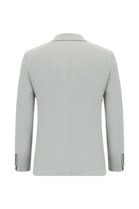 Açık Gri 7 Drop Slim Fit Dar Kesim Çizgili Beli Lastikli İpli Takım Elbise